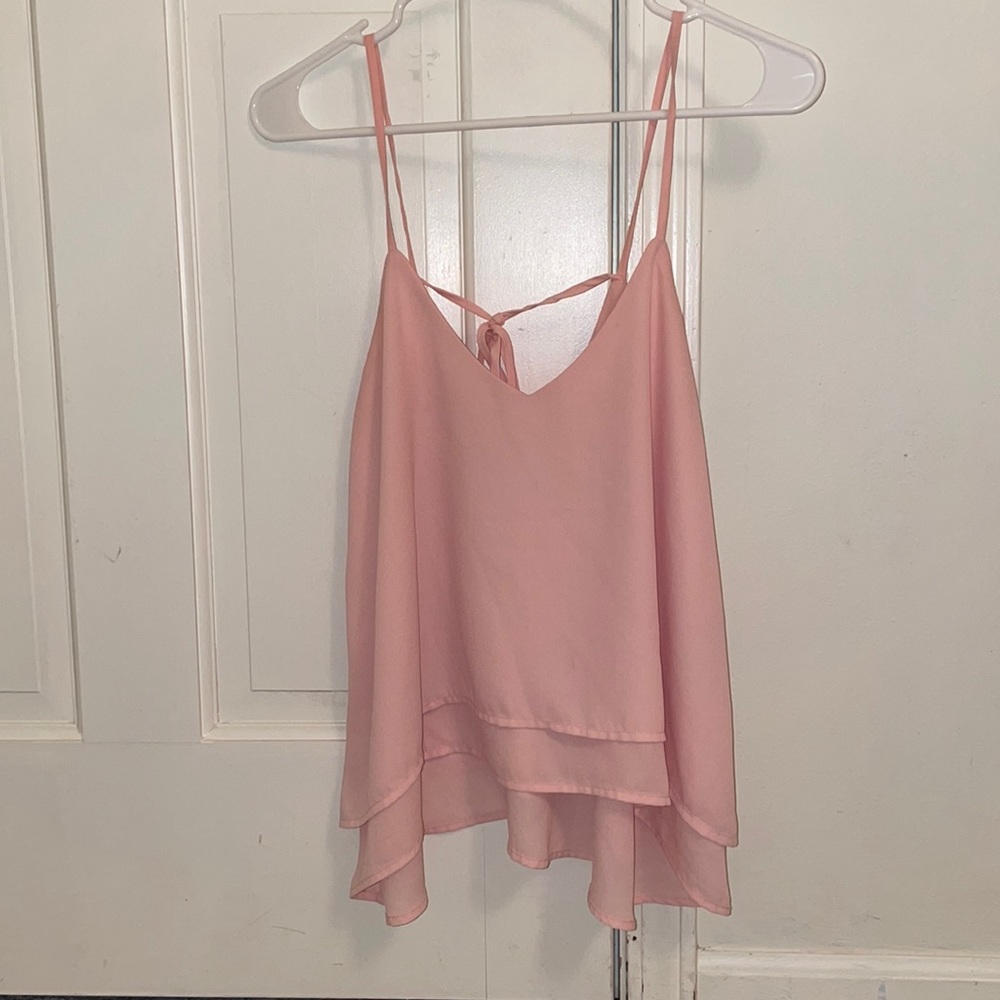 Bp Pink V-Neck Mesh Tank Top